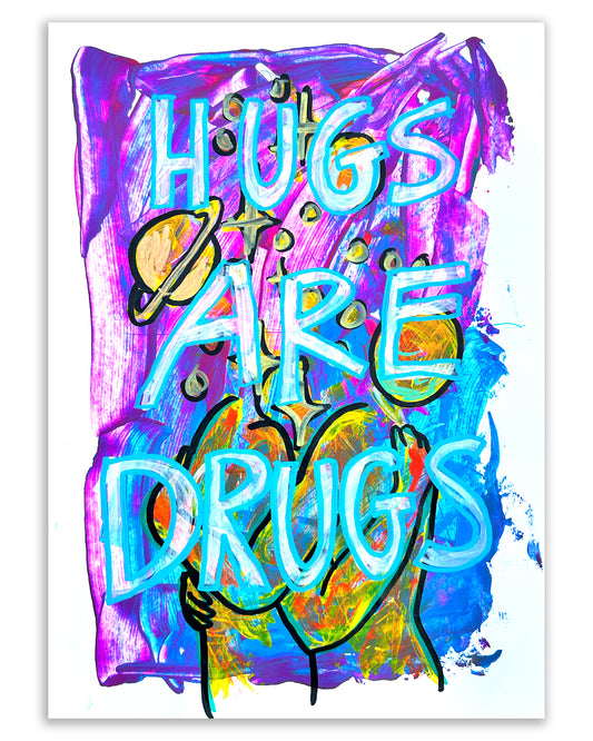 Hugs are drugs. Note painting.
