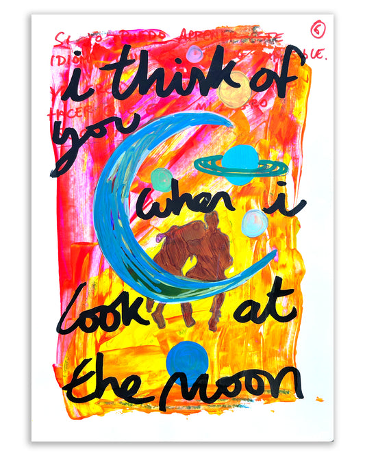 Look at the moon. Note painting.