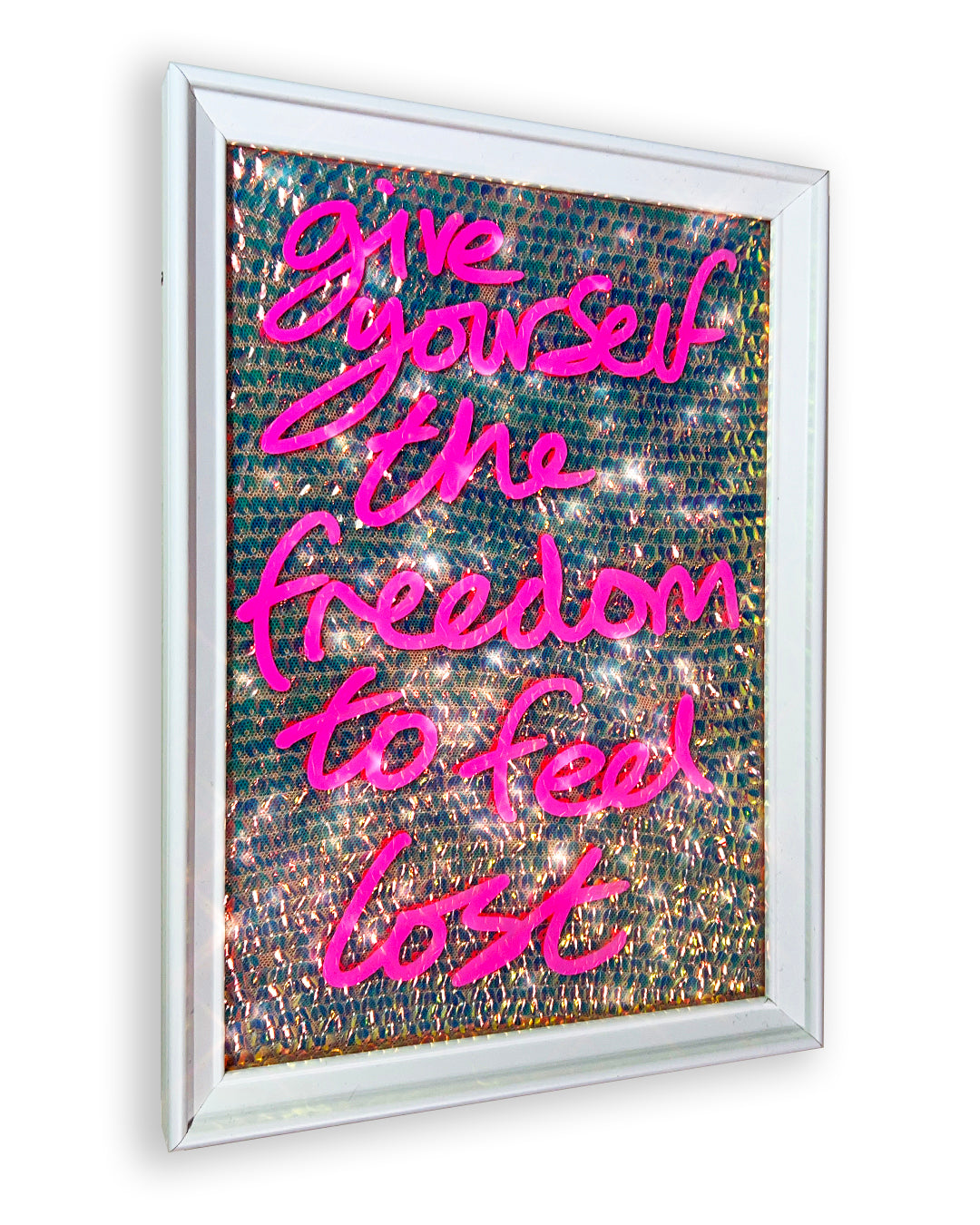 Freedom. Pink over warm gold iridescent sequins. Extra Small.