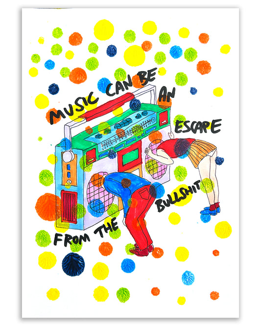 Escape from the bullshit. Note painting.