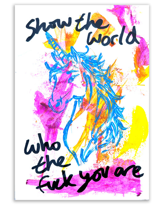 Who the fuck unicorn. Note painting.