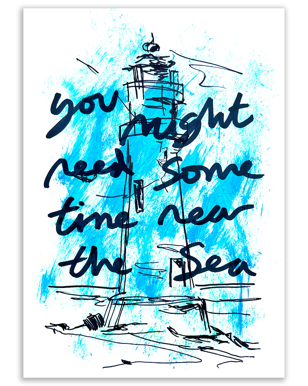 Near the sea. Note painting.