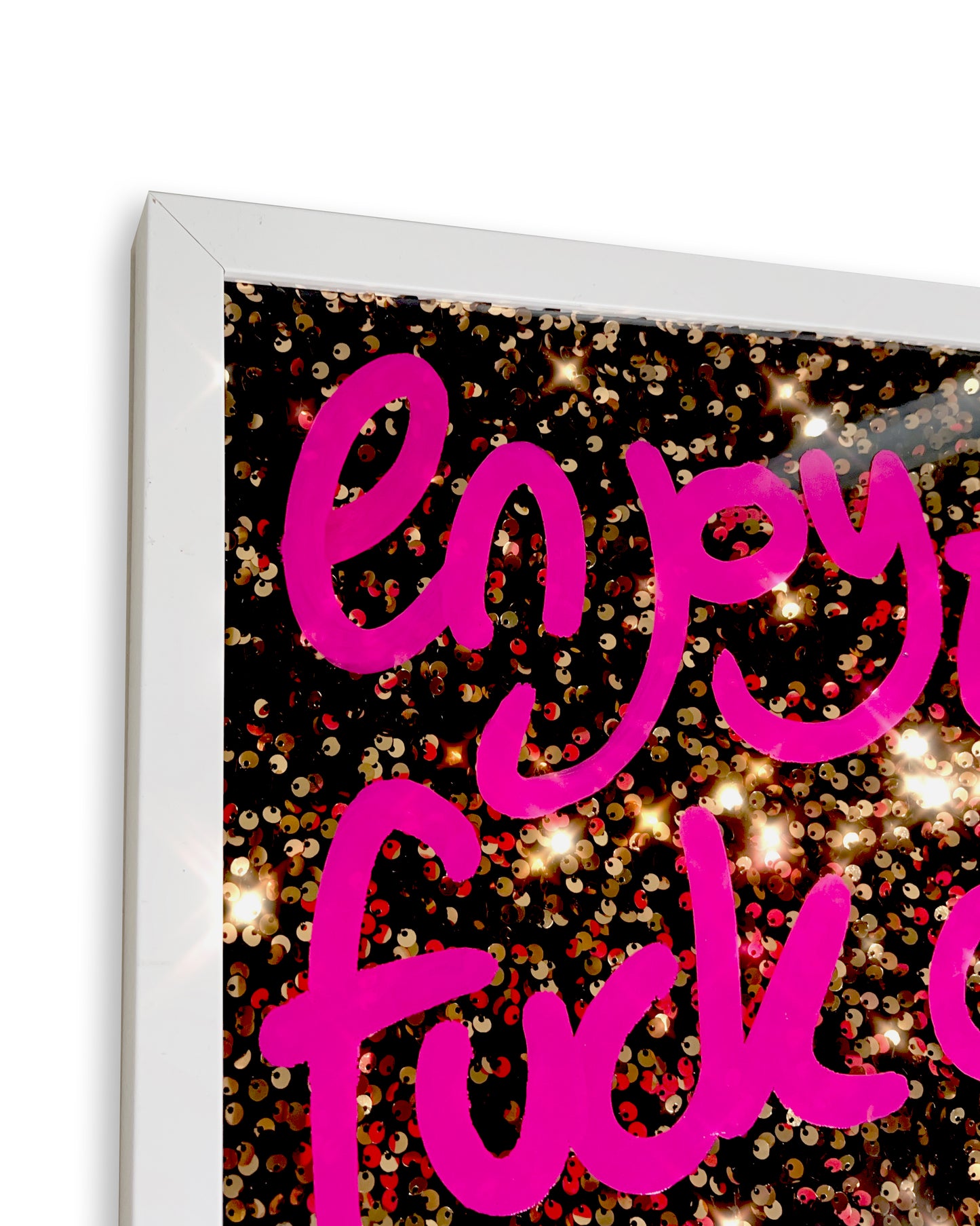 Age you are. Pink over rich gold sequins. Medium.