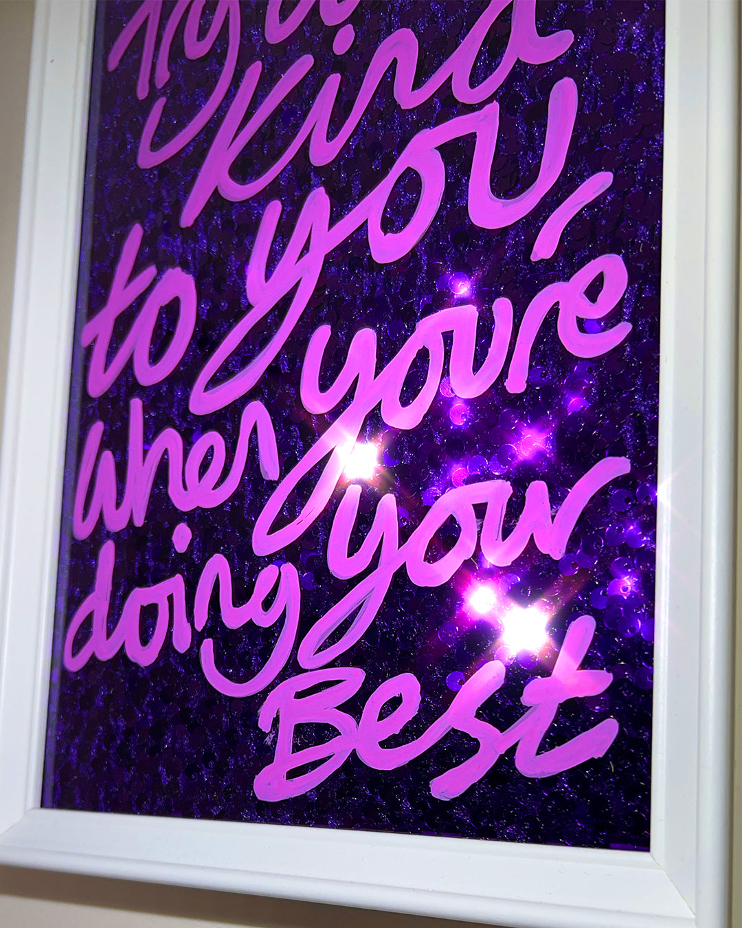 Be Kind to you. Pink over purple sequins. Extra Small.