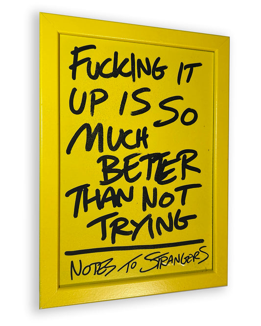 Not trying. Hand painted frame.