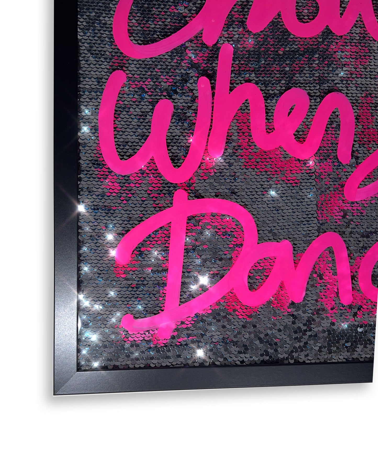 When you dance. pink ink over disco silver. Large