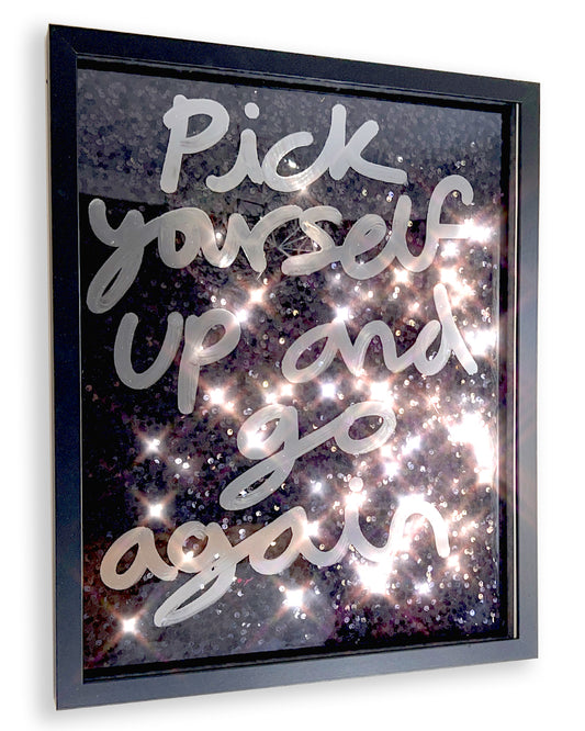 Go again. Liquid chrome over black sequins.