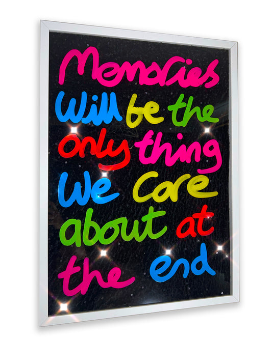 Memories.  Multi coloured Ink over deep black sequins. Large.