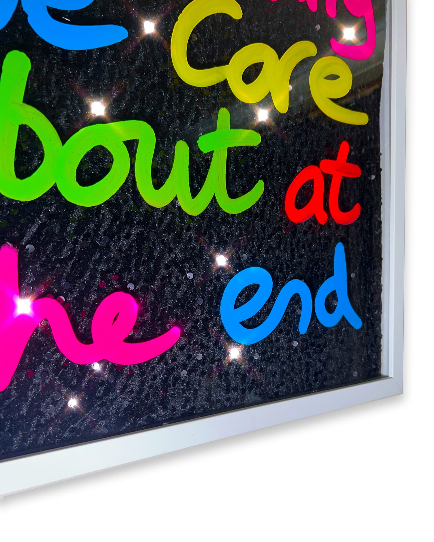 Memories.  Multi coloured Ink over deep black sequins. Large.
