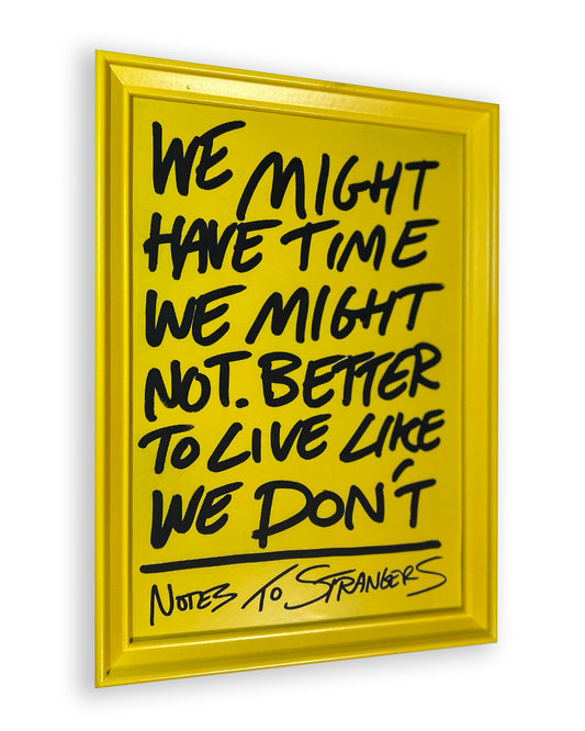 Live like we don't. Hand painted frame.