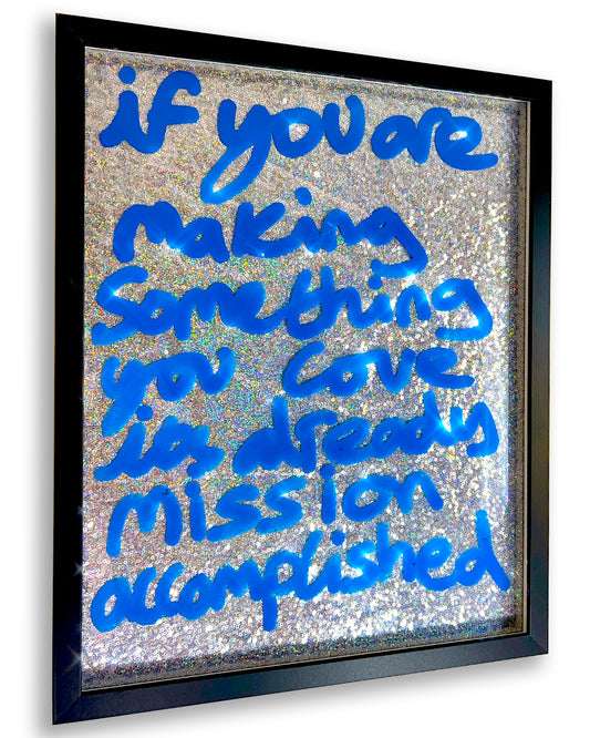 Mission accomplished. Blue ink over  iridescent silver sequins.