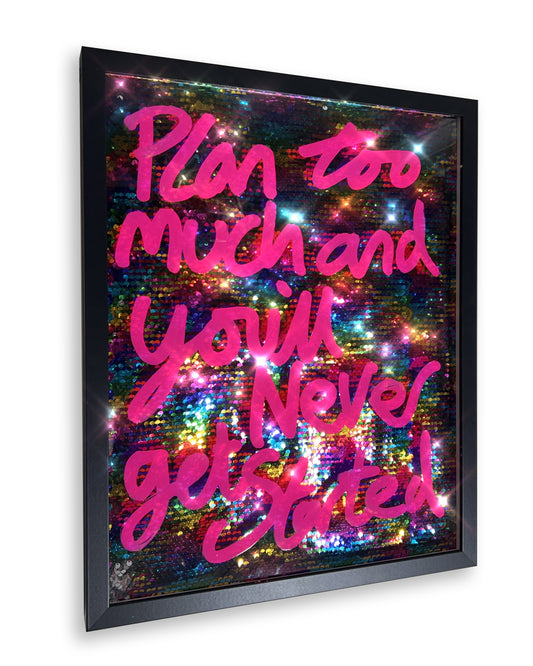 Get started. Pink over rainbow coloured sequins. Medium.