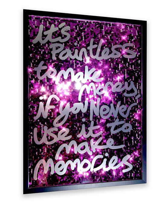 Use it. Liquid chrome over deep purple sequins. Large.