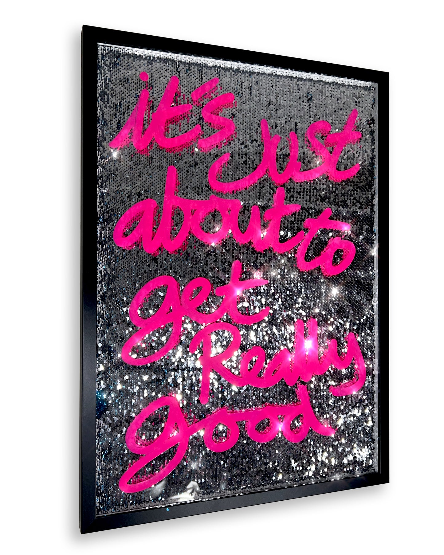 Really good. pink ink over disco silver. Large