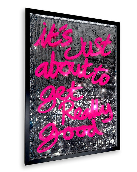Really good. pink ink over disco silver. Large