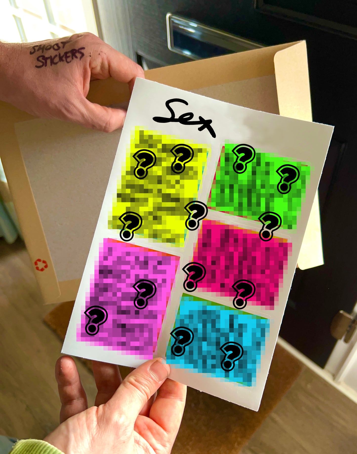 5 notes about sex on stickers for sexy people to stick on sexy places.