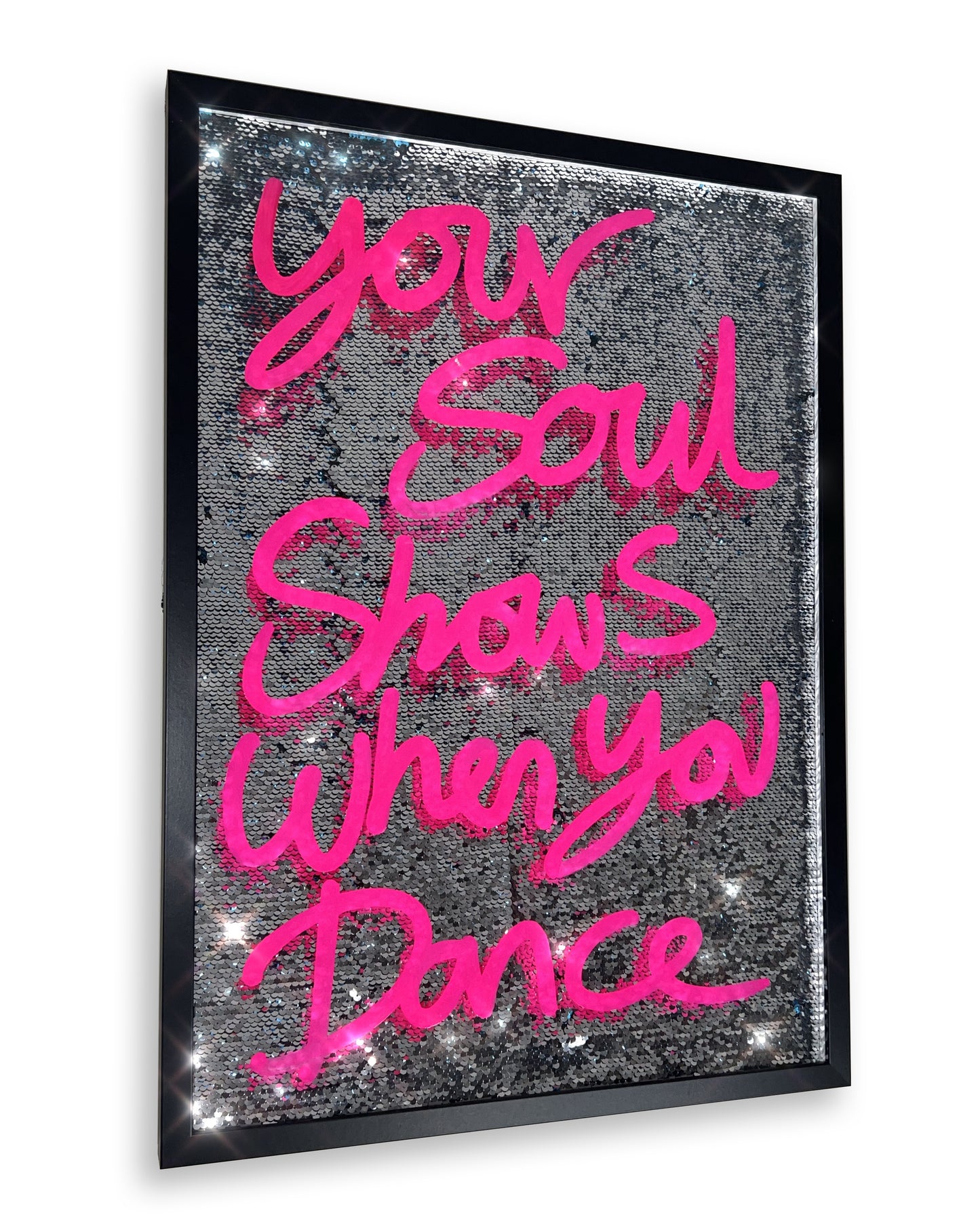 When you dance. pink ink over disco silver. Large