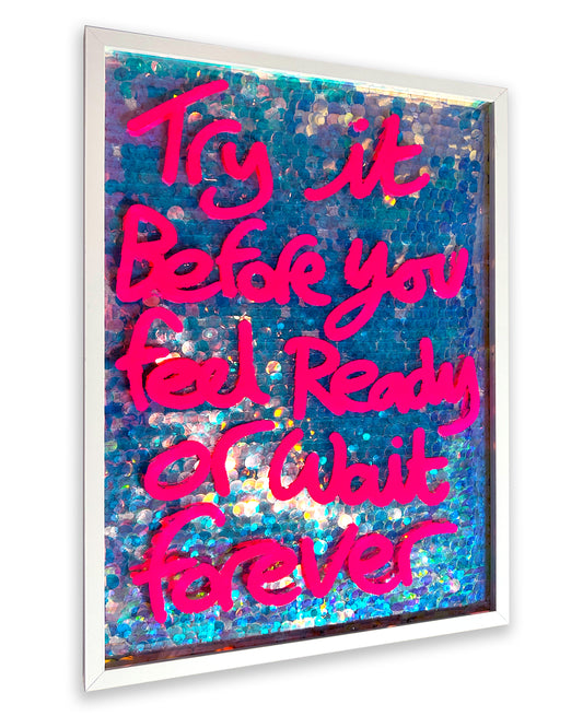 Try it.  Hot Pink Ink over giant mermaid sequins. Large.